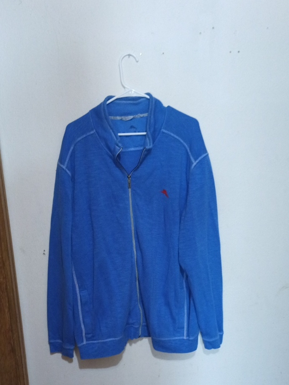 Tommy Bahama Blue Full-Zip Men's Sweater Jacket with Red Logo
